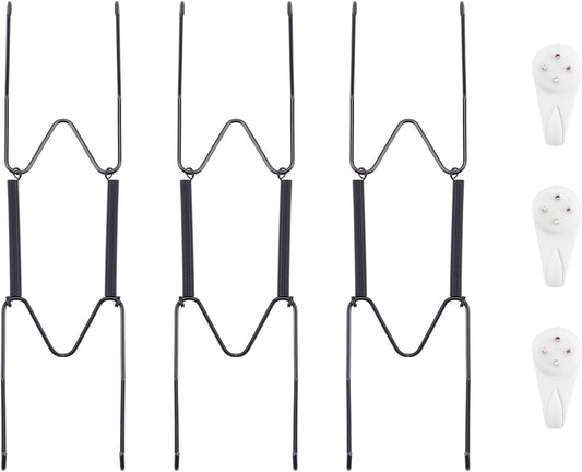 Bilillo 3 Pack Plate Hangers for The Wall, Suitable for 8''-10'' Decorative Plate,Invisible Heavy Duty Wire Plate Holder with Wall Hooks, Plate Hangers for Displaying Plates, Platter, Dish (Black)