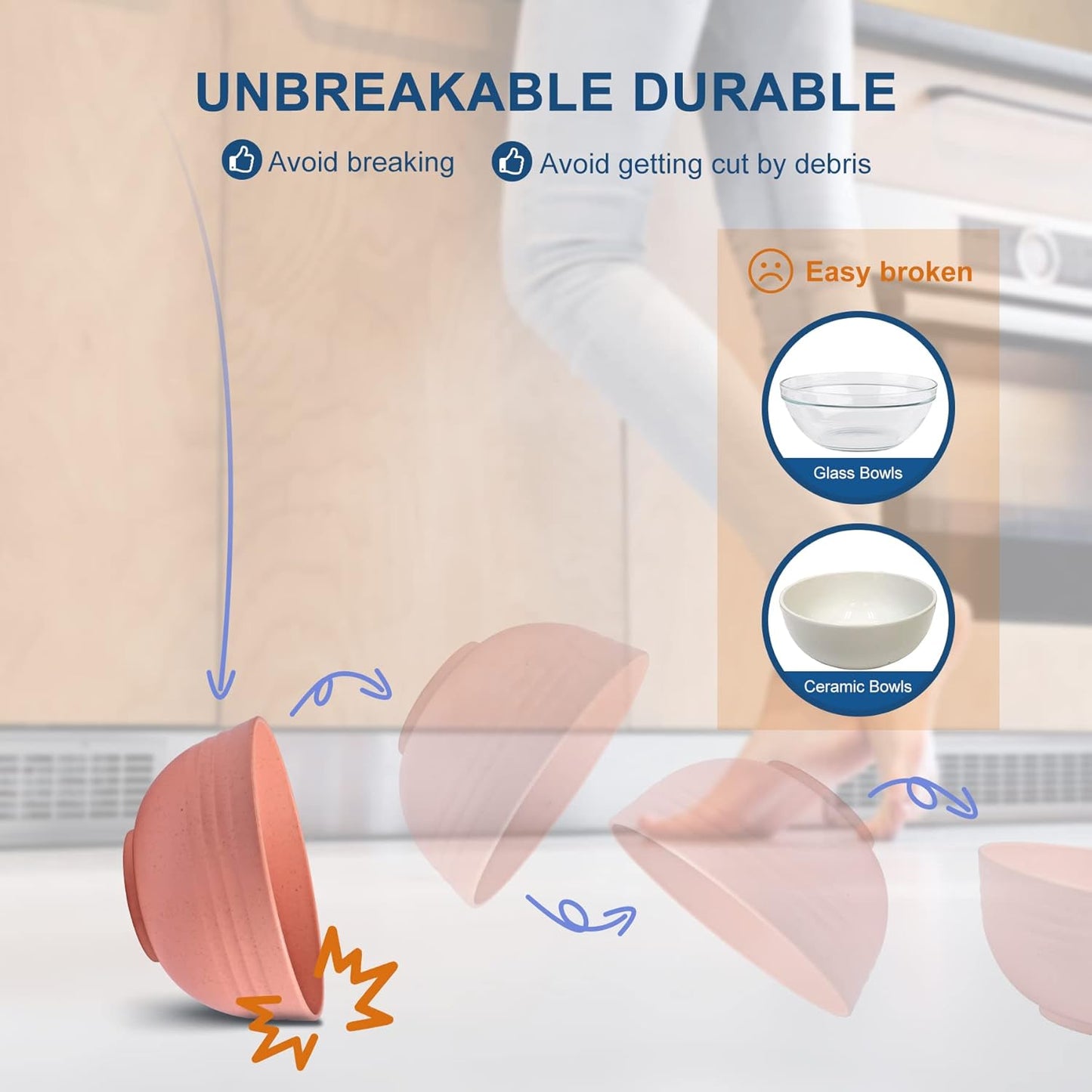 HOTEC 20-Pack Unbreakable Kitchen Plastic Wheat Straw Dinnerware Set – BPA-Free Plates, Bowls & Cups | Lightweight, Microwave & Dishwasher Safe | Multicolor Reusable Tableware for Home & Outdoor Use