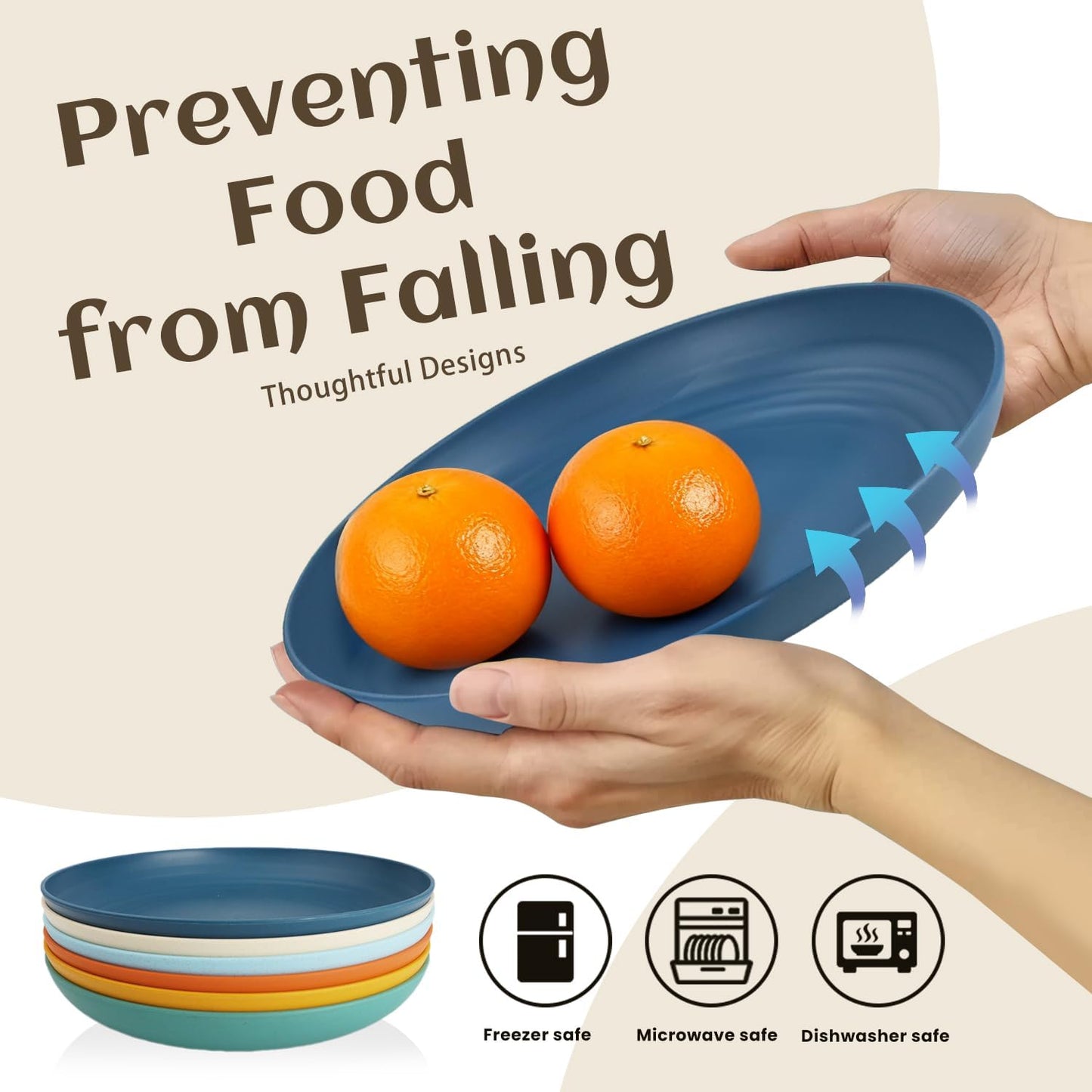 Homienly Deep Plate Set 6 PCS Reusable Dinner Plates Alternative for Plastic Plate Microwave and Dishwasher Safe Wheat Straw Plates for Kitchen Unbreakable 10 Inch Salad Plates for Outdoor (Multi)