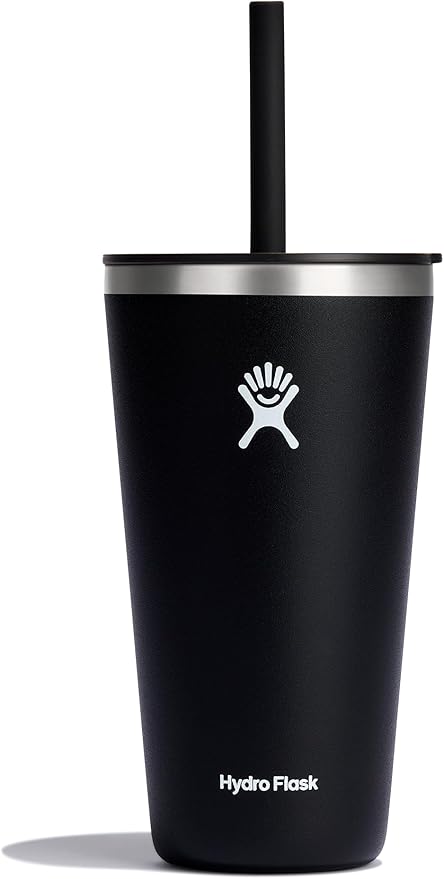 Hydro Flask All Around Tumbler Straw Lid, Insulated Travel Mug, Stainless Steel Coffee Cup 28 Oz Black