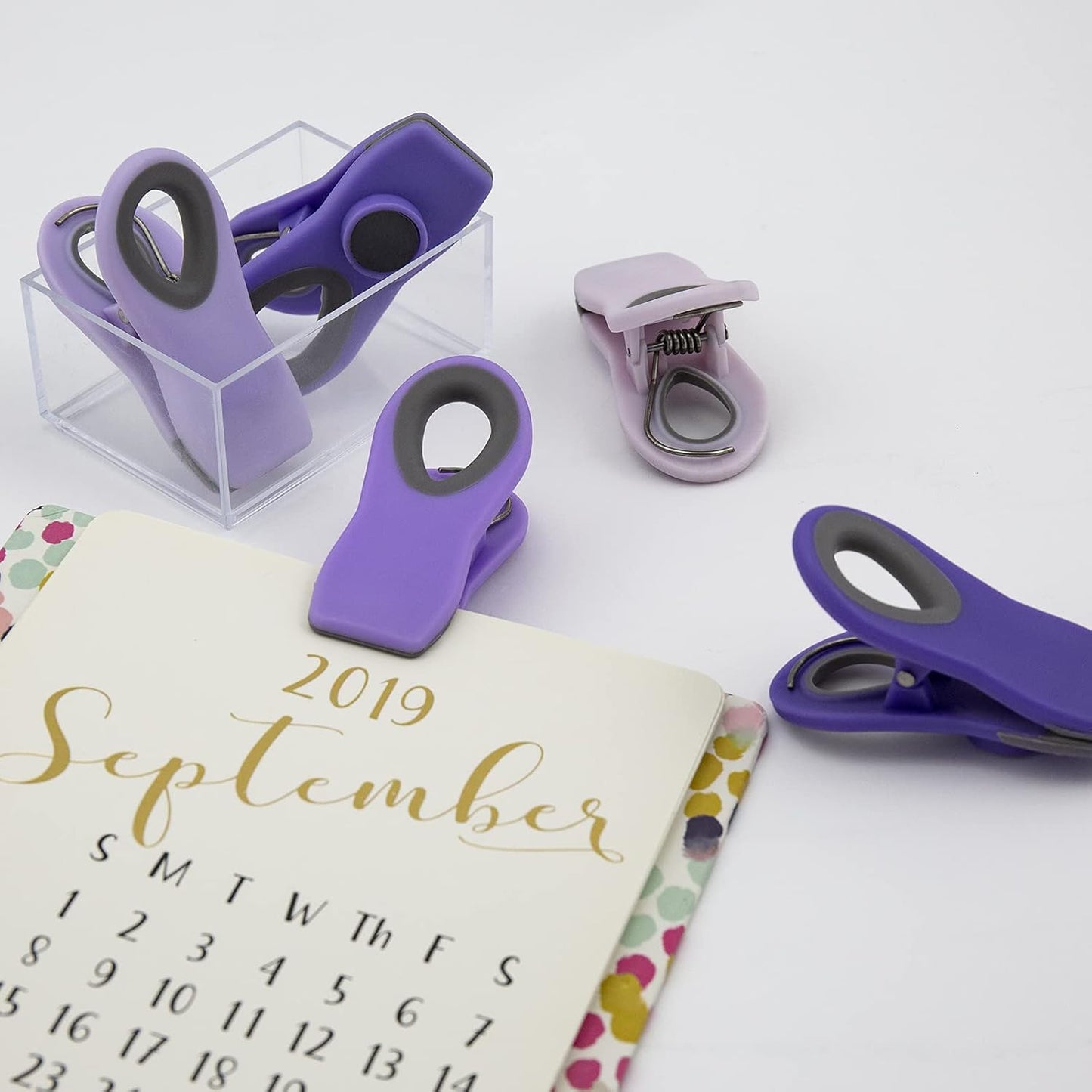 COOK WITH COLOR Magnet Bag Clips - Chip Clips, Food Storage with Airtight Seal Grip for Bread, Snack and Food Bags (Lavender, Pack of 20)