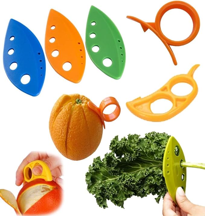 3 Herb Stripper + 2 Citrus Peelers - Kale Tool Rosemary Dill Orange Grapefruit Lemon Slicer Skin Remover Scoring Blade