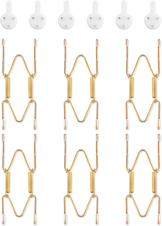 Bilillo 6 Pack Plate Hangers for The Wall, Suitable for 4-5 inch Art Plate, Stainless Steel Invisible Heavy Duty Wire Plate Holder with Wall Hooks, Plate Hangers for Displaying Plates, Platter, Dish