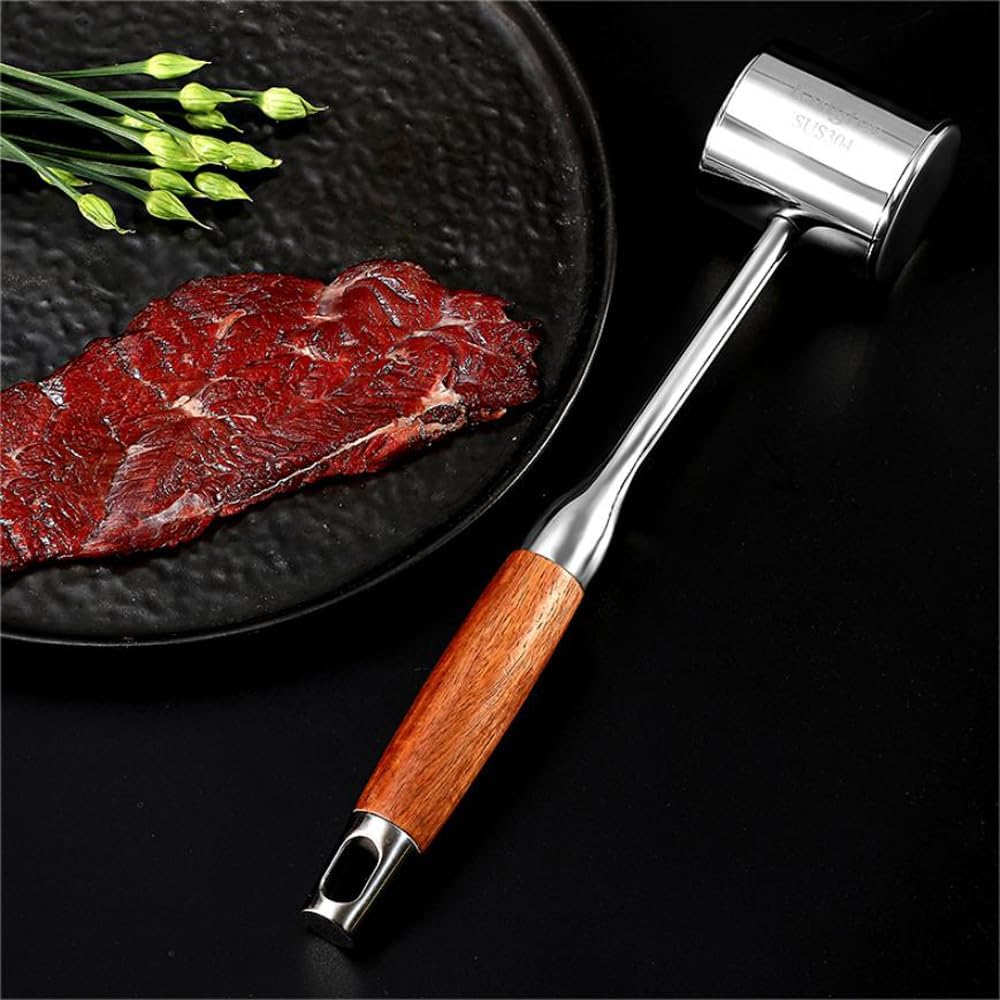 Meat Pounder,Meat Tenderizer Tool 304SS for Kitchen,Meat Mallet Meat Hammer Meat Beater for Tenderizing and Flattening Meat,Meat Pounder Tenderizer for Pounding Meats, Hanging Loop,(Rosewood)