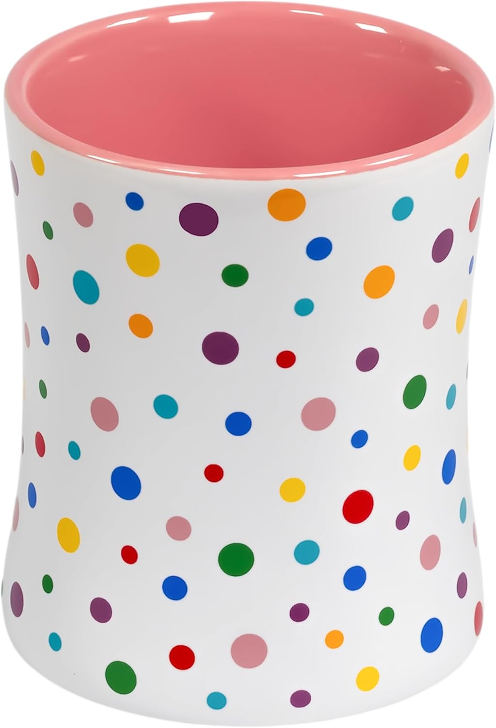 Mug | Rose Pink Cute Coffee Mug with Confetti Polka Dot Rainbow Sprinkles | Birthday cake Coffee Cup Gift | Large White Ceramic Cup with Green, Yellow, Red, Pink, and Blue Sprinkles