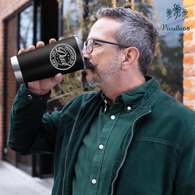 Vivulla68 Promoted To Dad 2026 Tumbler 20Oz, Dad Est 2026 Mug, 1st Daddy Gifts, New Baby Gifts Ideas, Papa Established 2026 Coffee Cup, Fathers To Be Gift, Expecting Papa Mug, First Time Daddy Gift
