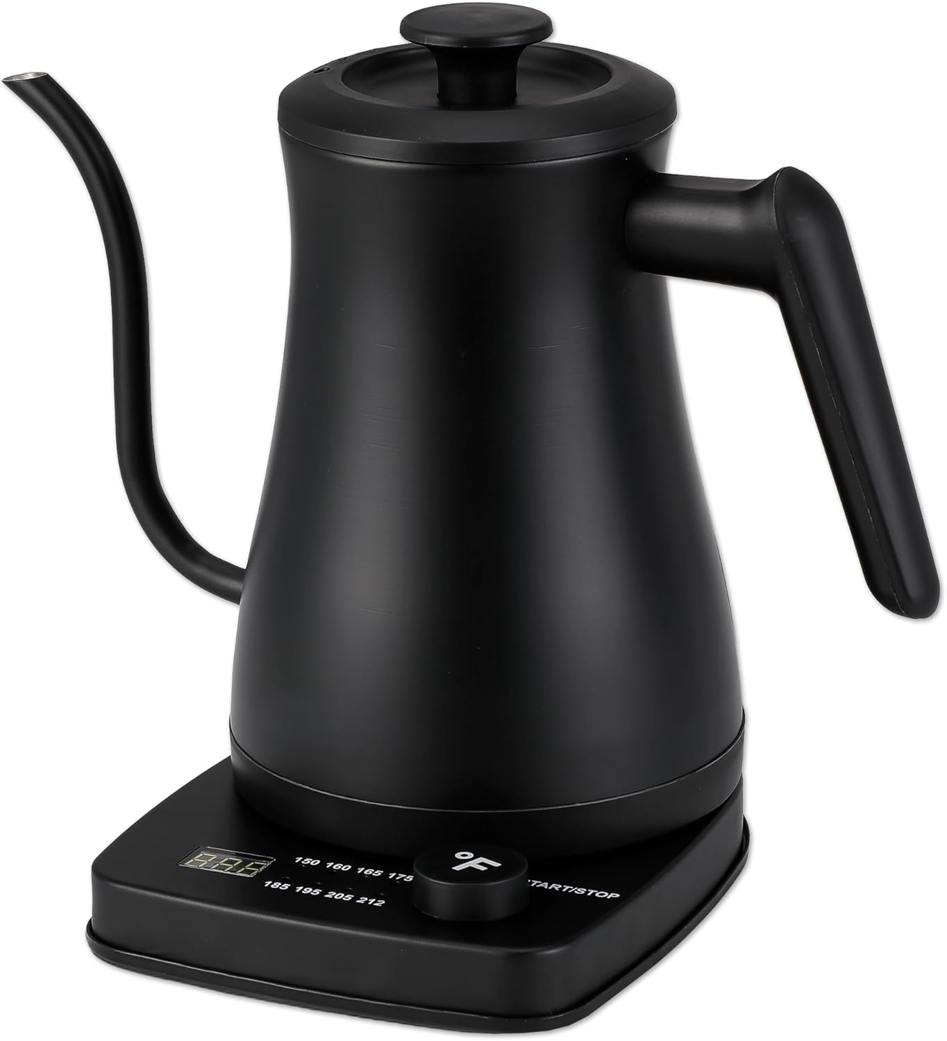 1.0L 1500W Gooseneck Electric Kettle - Stainless Steel Interior - Rapid-Boil - Auto Shut-Off, Boil-Dry Protection, Temperature Control, LED Indicator - Black by The Display Guys