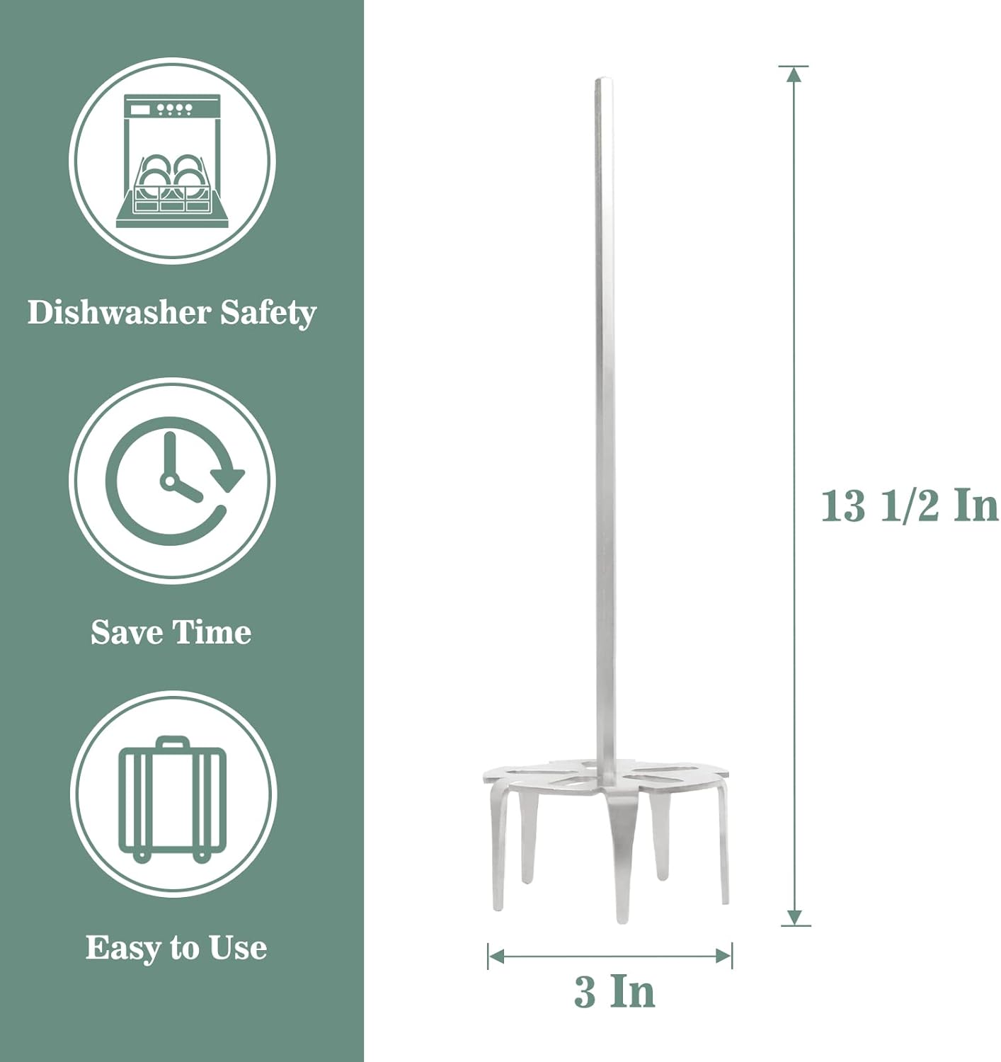 KAMaster Pork Puller 3 Inch 304 Stainless Steel Meat Shredder Suitable for Making Meat Strips with Standard Hand Drill Pork Puller BBQ Smoking Accessories and Kitchen Gadgets Stir Cooking(3 Inches)