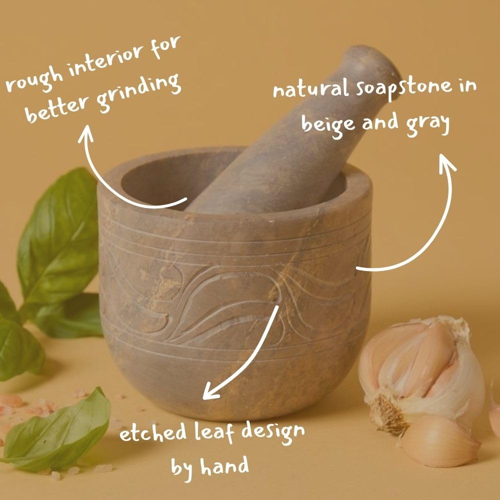 Small Mortar Pestle Set, Kitchen Tools, Kitchen Countertop Decor, Grinding, Crushing, Herbs, Garlic, Nuts, Spices, Rustic Style, Handcrafted, Made from Soapstone, Gray