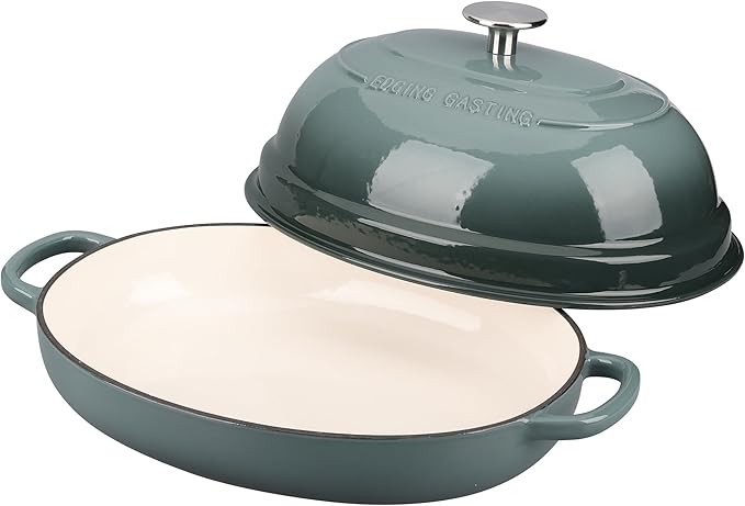 Enameled Oval Cast Iron Dutch Oven Pot with Lid, Bread Dutch Oven for Sourdough Bread Baking, 6QT, Slateblue