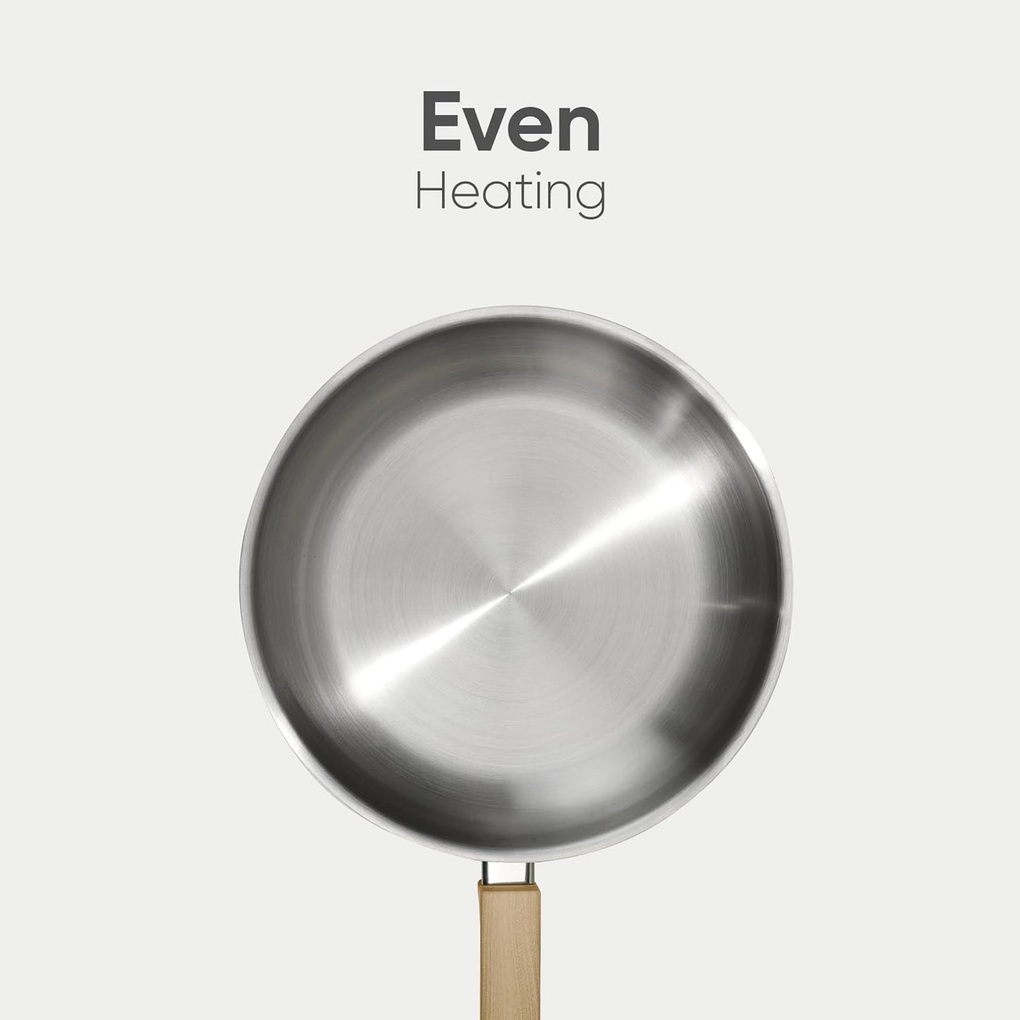 CAROTE 10" Stainless Steel Frying Pan with Lid - Non-Toxic Saute Pan, Omelet Pan - Fast & Even Heat - Induction, Ceramic, Gas Cooktops Compatible