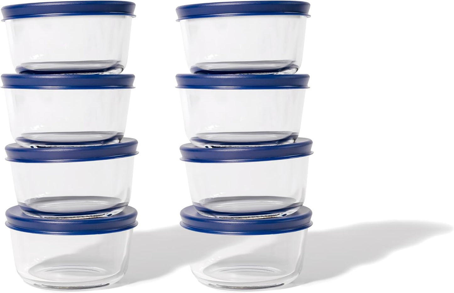 DURA LIVING 16-Piece Glass Food Storage Containers Set (8 Containers + 8 BPA-Free Lids) | 7-Ounce, Leakproof | Microwave, Freezer, Oven & Dishwasher Safe | Ideal for Meal Prep & Pantry Organization
