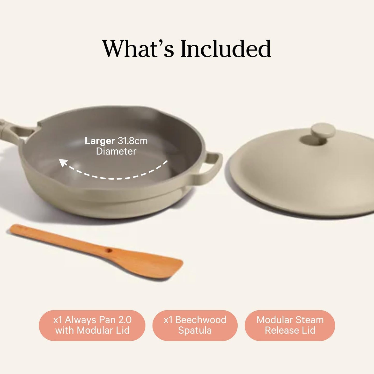 Our Place Large Always Pan 2.0-12.5” (4 Qt) Nonstick, Toxin-Free Ceramic Cookware | Patented 10-in-1 Aluminum Frying & Sauté Pan | Safe for Oven, Induction & All Cooktops up to 450°F | Steam