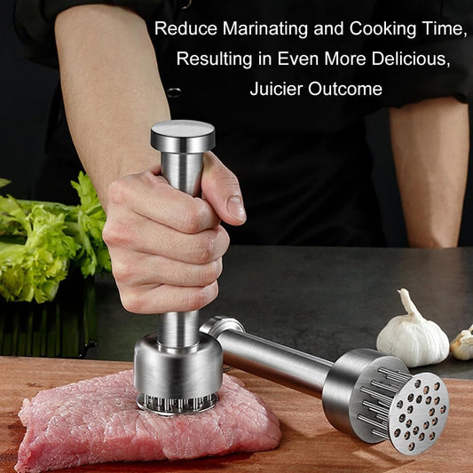 Stainless Steel Meat Tenderizer Tool, 21 Sharp Needles, Meat Piercing, Tenderizing Steak, Beef, Chicken, Pork, Barbecue, Marinating, Small Meat Grinder