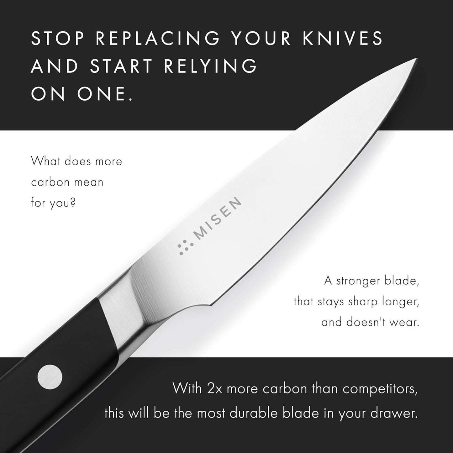 Misen 3.5" Paring Knife – Precision Kitchen Knife - High-Carbon Stainless Steel Blade – Ergonomic Handle for Peeling, Trimming, and Slicing – Lightweight, Versatile Tool for All Culinary Tasks - Black
