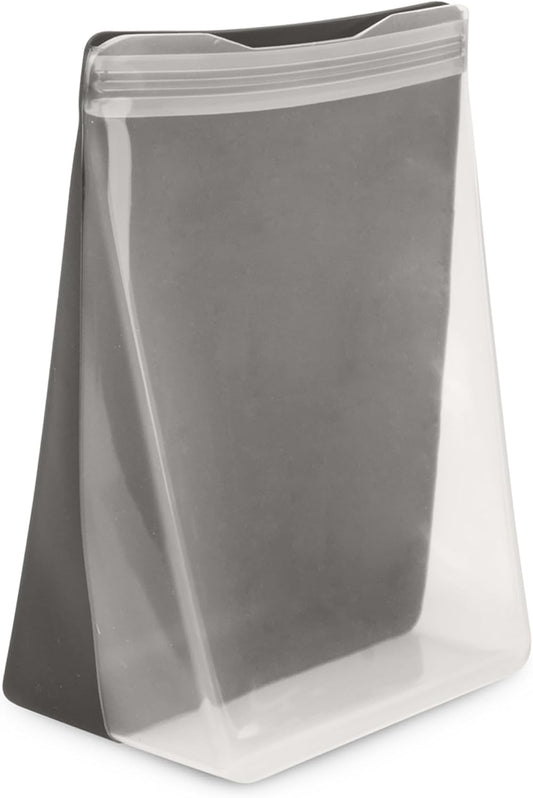 W&P Porter Silicone Reusable Storage Bag, Sandwich (36oz Stand-Up), Charcoal, Food Storage Container, Microwave and Dishwasher Safe, Easy Cleaning