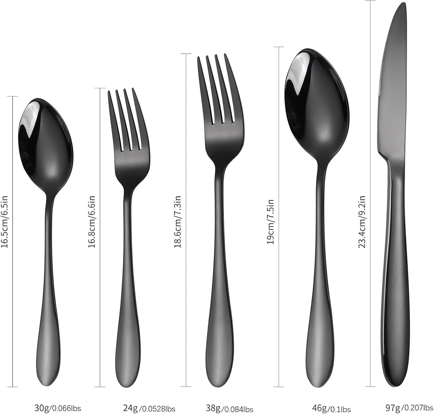 Black Silverware Set for 8 Stainless Steel Flatware include Spoon Fork Knife Heavy Cutlery 40 Pieces for Restaurant Parties and Everyday Kitchen Utensils