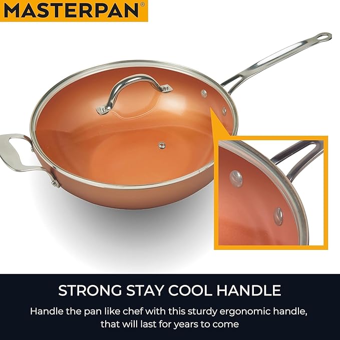 MASTERPAN Copper tone 10 and 12 inch Non-Stick Ceramic Frying Pans 2-Pack