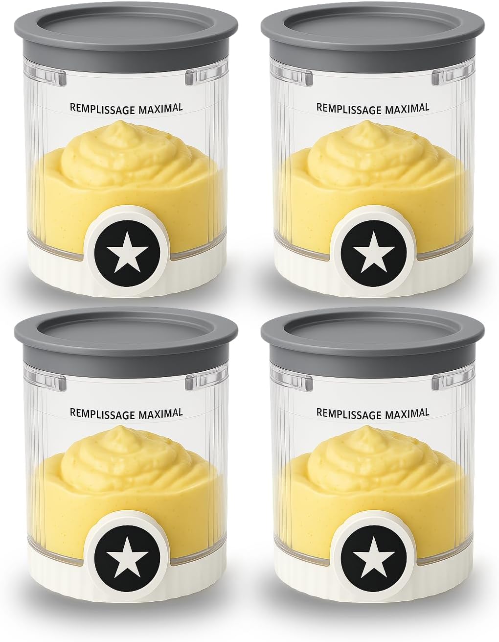 4 Pack Pint Containers Replacement for Ninja Creami Swirl NC700/NC701 Series, 16oz BPA-Free Ice Cream Pints with Lids, Leak-Proof & Dishwasher Safe (Grey)