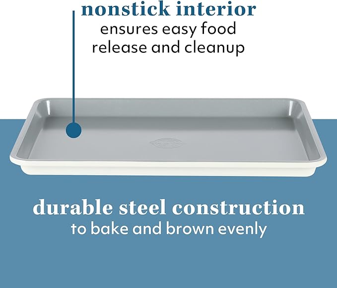 Sur La Table Kitchen Essentials Bake Sale 15 X 10 Inch PFOA, PFAS, PTFE Free Nonstick Cookie/Baking Sheet - Linen White