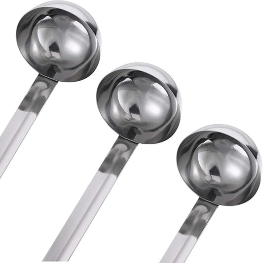 meekoo 3 Pieces Stainless Steel Ladle Soup Handle Ladle with Pouring Rim for Kitchen Cooking Soup Sauce(2 oz)