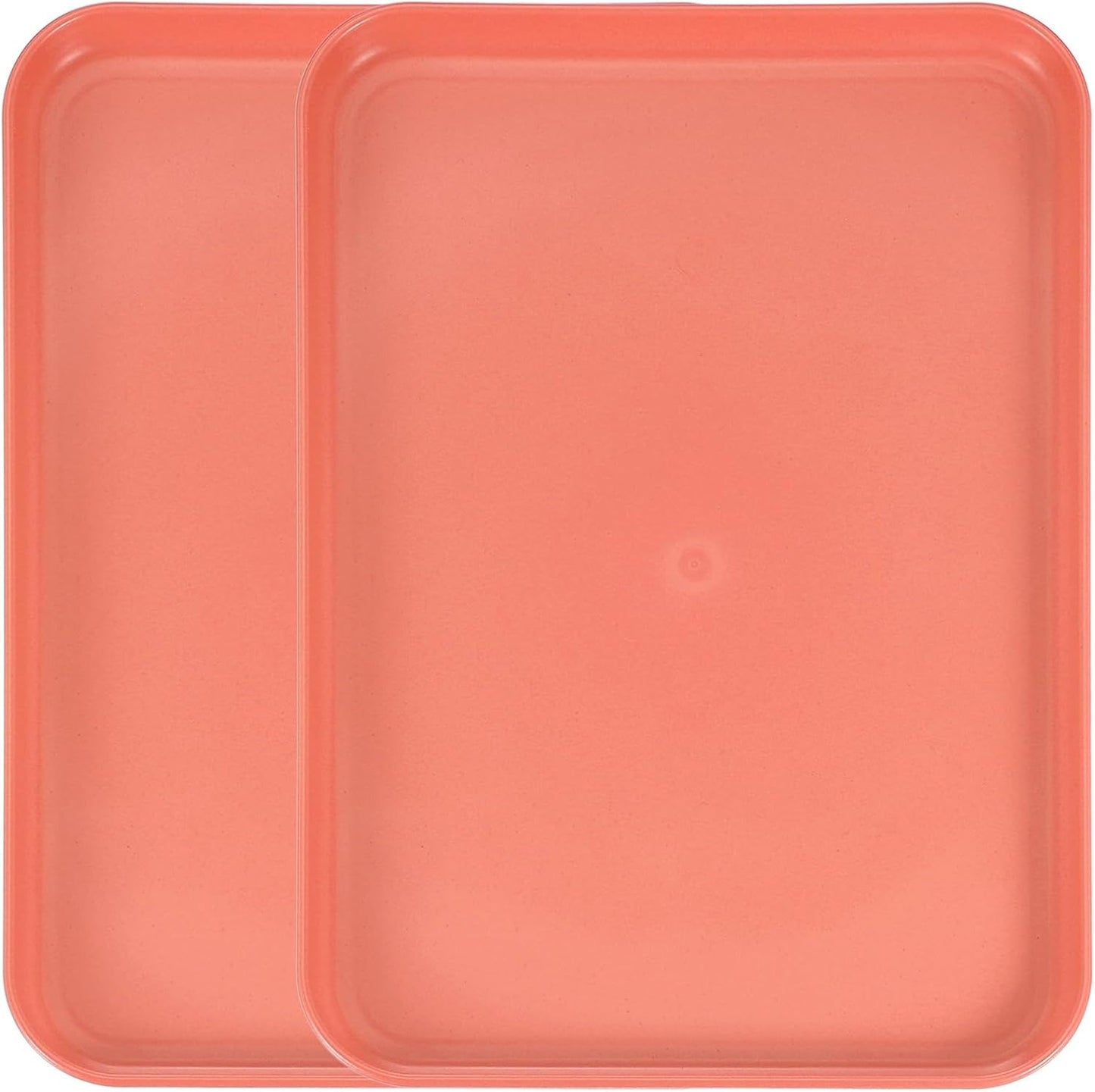 uxcell 2Pcs Plastic Serving Trays, 12.2 x 8.7 Inch Rectangle Food Trays Serving Cafeteria for Kitchen Restaurant Coffee Fruit Burger Lunch Dessert, Orange