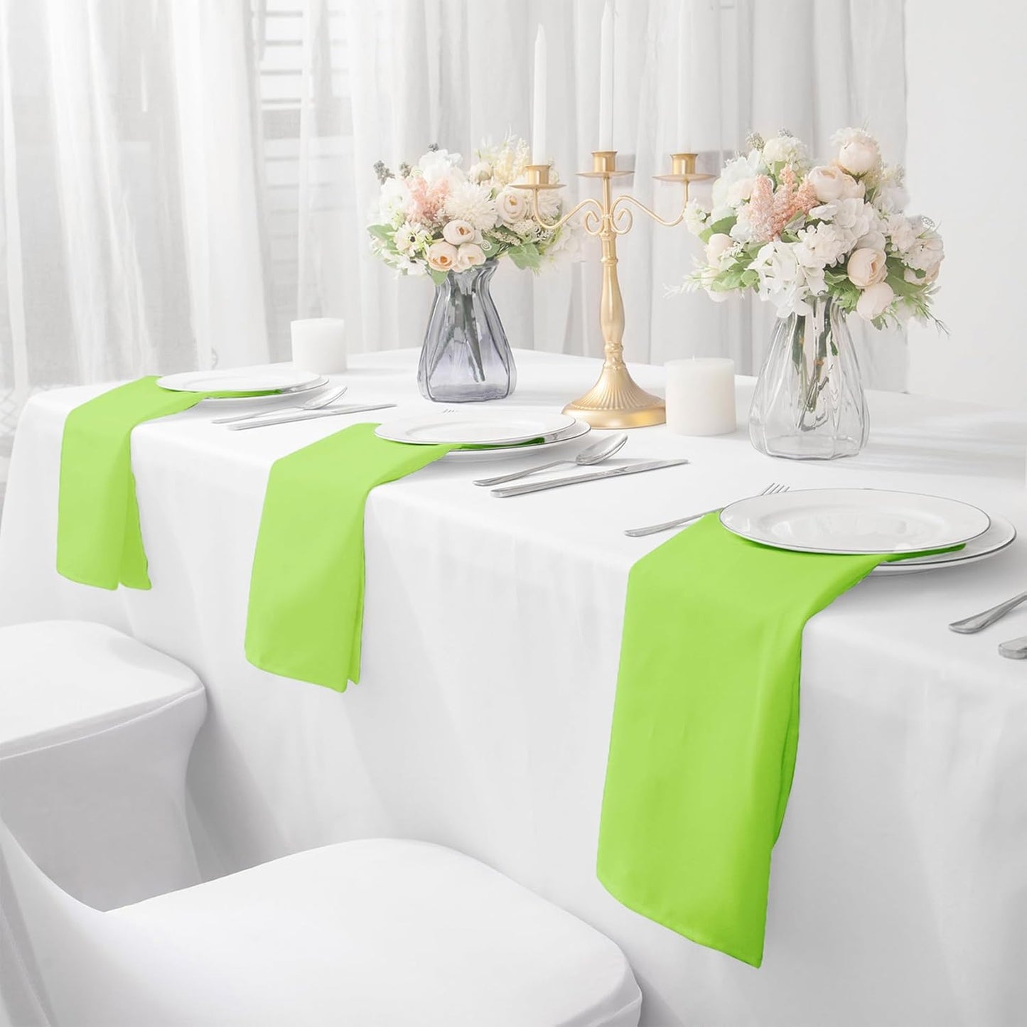 Bailarina Cloth Napkins Set of 40,17x17 inches Dinner Napkins Cloth Washable,Polyester Square Table Cloth Napkin Bulk with Hemmed Edges Ideal for Banquets, Parties and Weddings-Apple Green