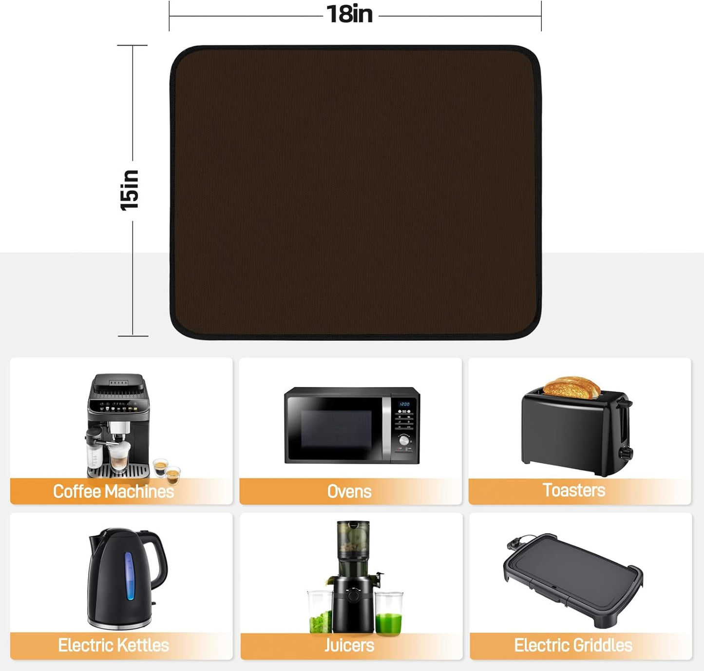 Heat Resistant Mats for Countertop - Fireproof 15x18 in Heat Resistant Mats for Air Fryer - Kitchen Countertop Protector for Air Fryer, Coffee Maker, Stand Mixer, Toaster, Oven 2PCS - Brown