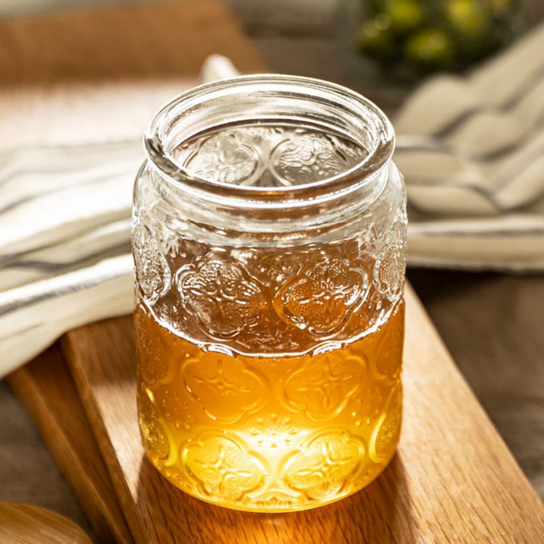 Vintage Glass Jar, Decorative Glass Jar with Bamboo Lid, Candy Jar Cookie Jar for Kitchen Counter, Pantry, 23.7 FL OZ Glass Storage Jar Holds Coffee, Tea, Sugar, Balth Salts