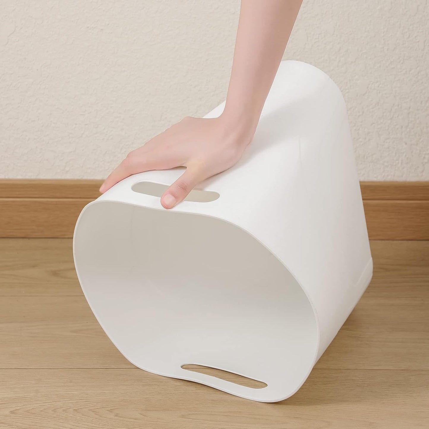 rejomiik Small Trash Can, 3.5 Gallon Slim Garbage Can Plastic Waste Basket with Handles Container Bin for Narrow Spaces Bathroom, Bedroom, Kitchen, Office at Home, 2 Pack White