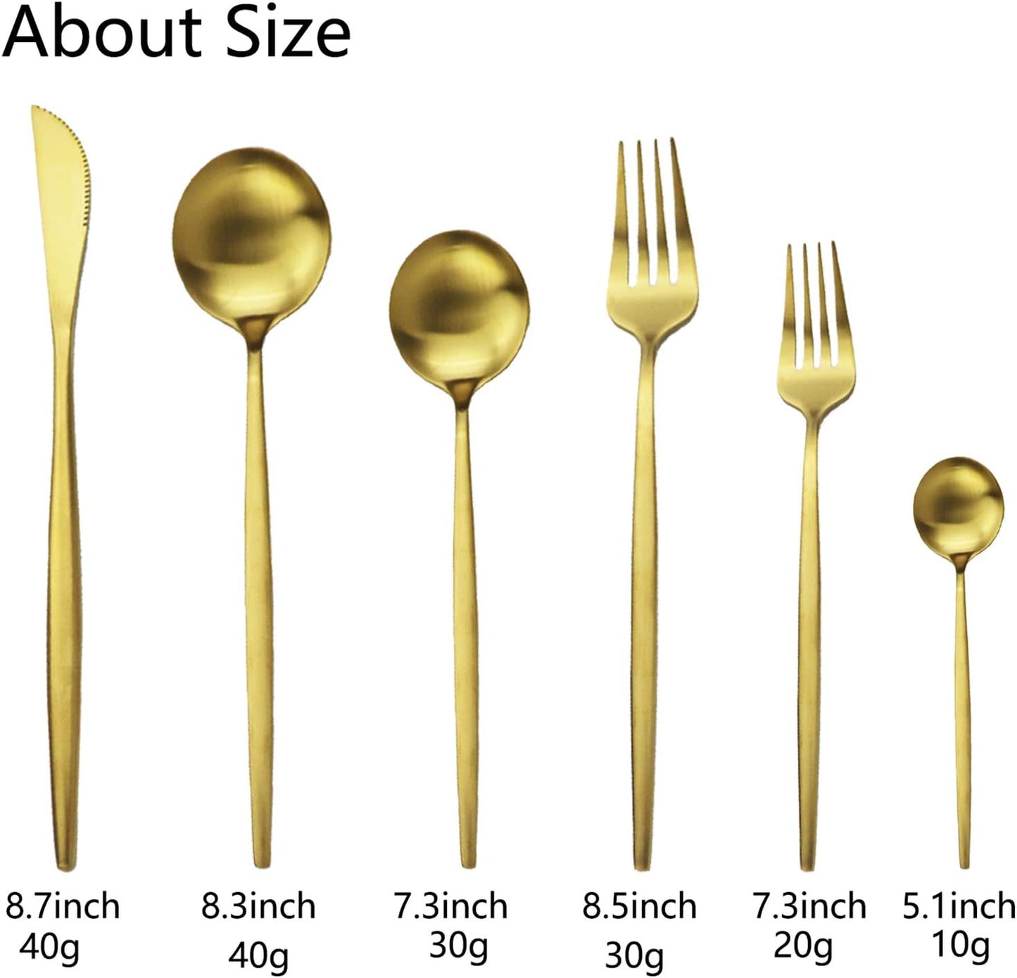 JASHII Silverware Set, 36 Piece Food Grade Stainless Steel Flatware Set Fork Spoon Knife Utensils for Daily Use and Party, Service for 6 Anti Rust, Safe in Dishwasher (Matte Gold)