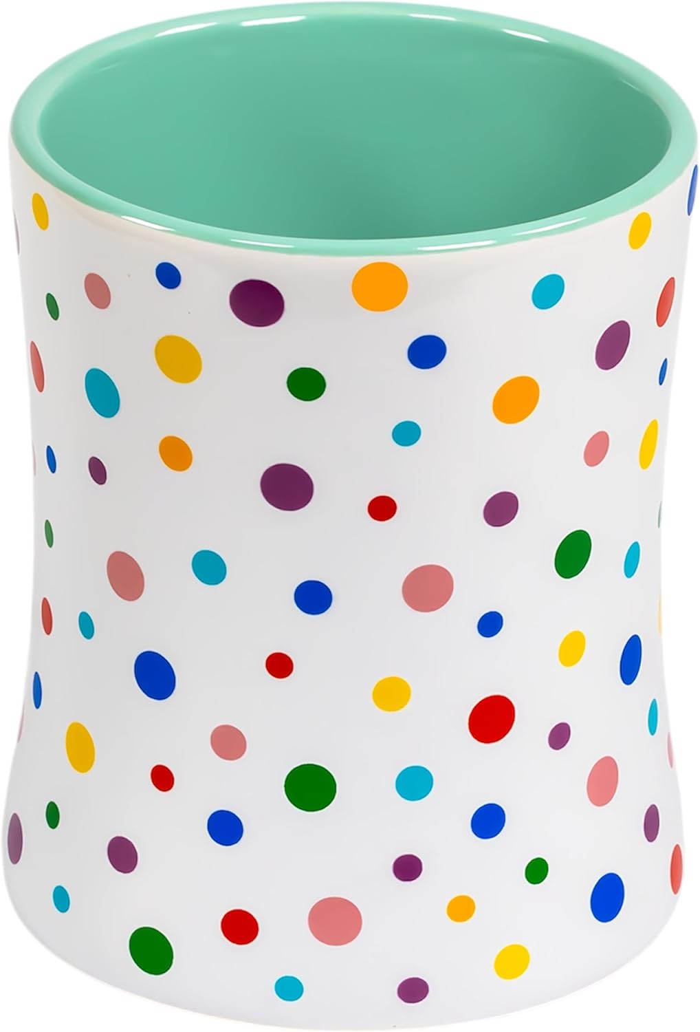 Mint Green Cute Coffee Mug with Confetti Polka Dot Rainbow Sprinkles | Birthday Cake Coffee Cup Gift |Fun Colorful Pattern | Large White Ceramic Cup with Green, Yellow, Red, Pink, and Blue Sprinkles