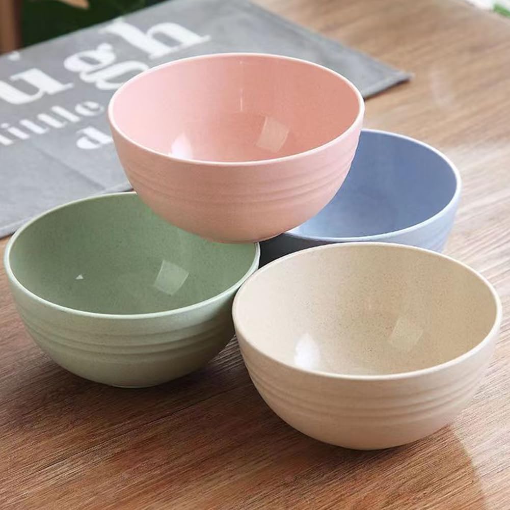 Lchkrep Unbreakable Cereal Bowls 24 oz, Reusable Wheat Straw Bowl Pack of 4 - Dishwasher and Microwave Safe, BPA-Free for Snacks, Dining, Camping, RV, Dorm