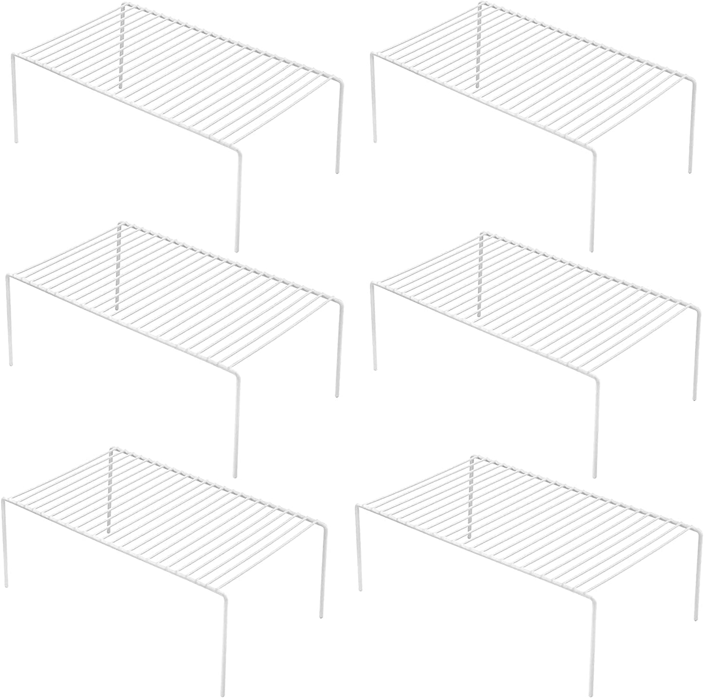 Cabinet Storage Shelf Rack Set of 6, Medium (13 x 9.4 inch) Rustproof Metal Wire Kitchen Cabinet Organizer and Storage, Cupboard Spice Shelf Rack for Plate, Dish, Counter & Pantry Organization