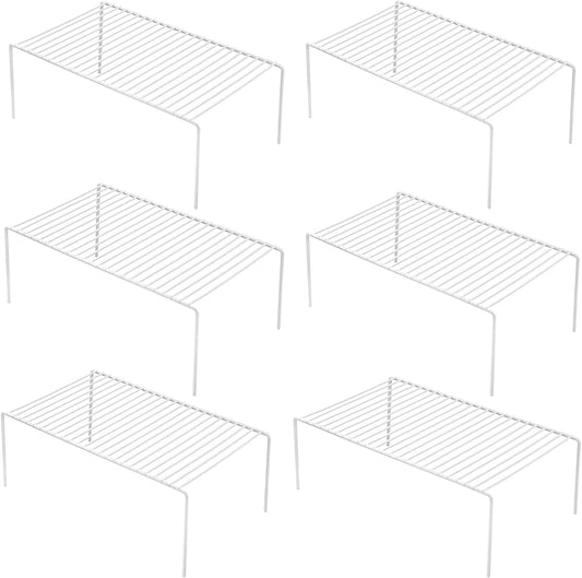 Cabinet Storage Shelf Rack Set of 6, Medium (13 x 9.4 inch) Rustproof Metal Wire Kitchen Cabinet Organizer and Storage, Cupboard Spice Shelf Rack for Plate, Dish, Counter & Pantry Organization