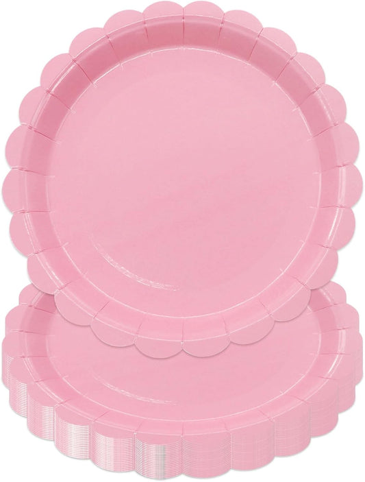 50Pcs Light Pink Paper Plates Pink Party Supplies 9 Inch Disposable Dessert Plates Birthday Party Plates for Valentines Tea Party Baby Shower Wedding Graduation Picnic BBQ