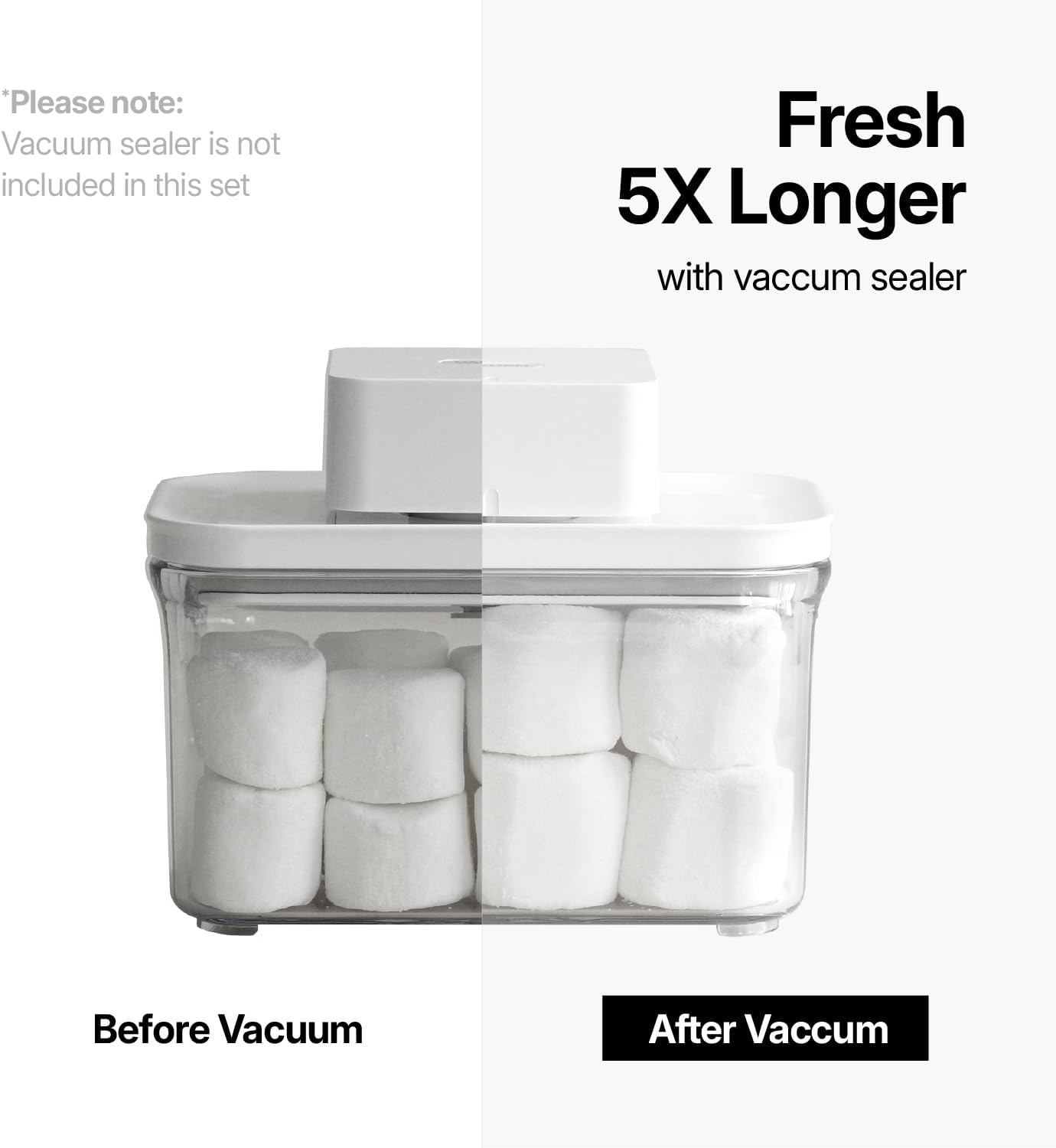 VAKUEN Premium Airtight Food Storage Containers, Mini Square 2pc/set(0.85qt), Smart One-Click Seal Lid, No Hinges, 100% Leak Proof, BPA-FREE, Dishwasher, Freezer & Microwave Safe