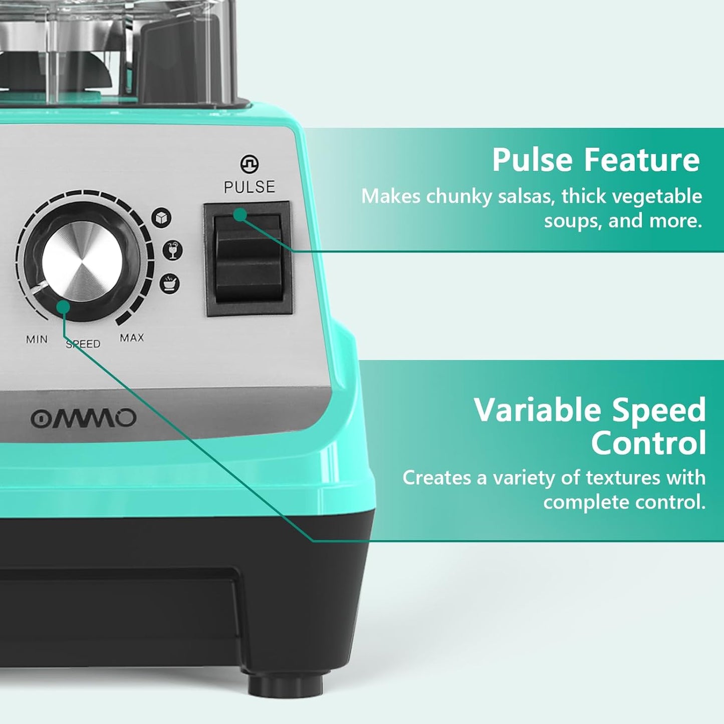 OMMO Blender 1800W, Professional High Speed Countertop Blender with Durable Stainless Steel Blades, 60oz BPA Free Blender for Shakes and Smoothies, Nuts, Ice and Fruits, Dishwasher Safe