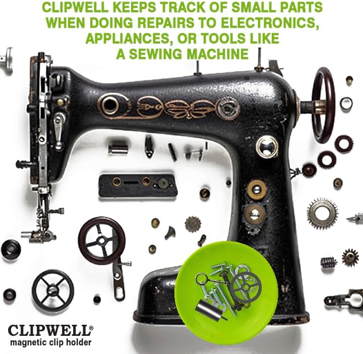 Clipwell Magnetic Paper Clip Holder - Easy Toss & Pick-Up - Holds Various Metal Parts - Powerful Sweep-Up Magnet - Ideal Locker Accessory & Home & Office Organizer - Lime Green