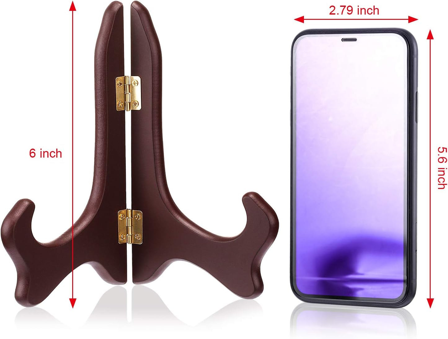 Tatuo 4 Packs Wooden Display Stand Decorative Plate Stands for Display Picture Frame Holder Easels(Red,6 Inch)