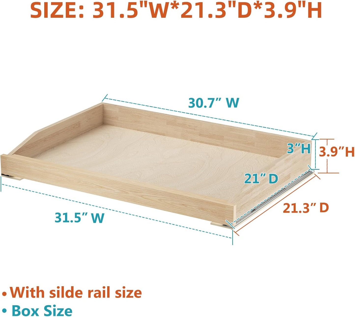 ROOMTEC Soft Close Pull Out Cabinet Organizer 31-1/2" W x 21" D Cabinet Organizer Wood Slide Out Shelves Cabinet Storage and Organizer for Kitchens and Pantry, 2PCS
