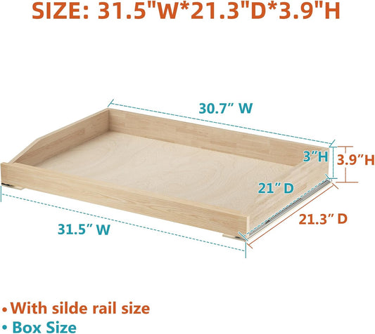 ROOMTEC Soft Close Pull Out Cabinet Organizer 31-1/2" W x 21" D Cabinet Organizer Wood Slide Out Shelves Cabinet Storage and Organizer for Kitchens and Pantry, 2PCS