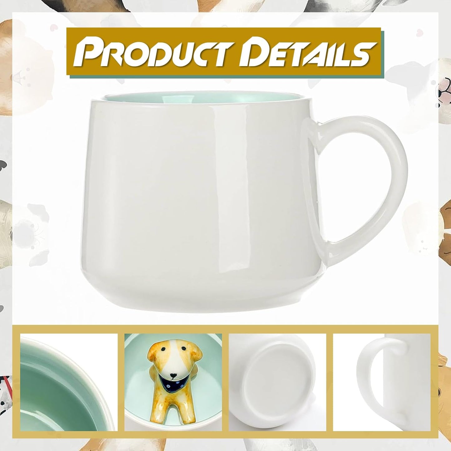 Cute Dog in Mug, Graduation Valentines Mothers Fathers Day Easter Christmas Gifts for Women Mum Her Wife Grandma Girl Boy Kid Teacher Friend,Birthday Present, 3D Animal Tea Cup Coffee Mugs
