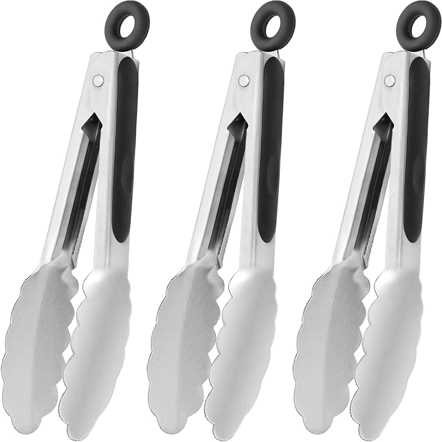 Small Stainless Steel Serving Tongs 7-Inch Mini Food Tongs, Set of 3