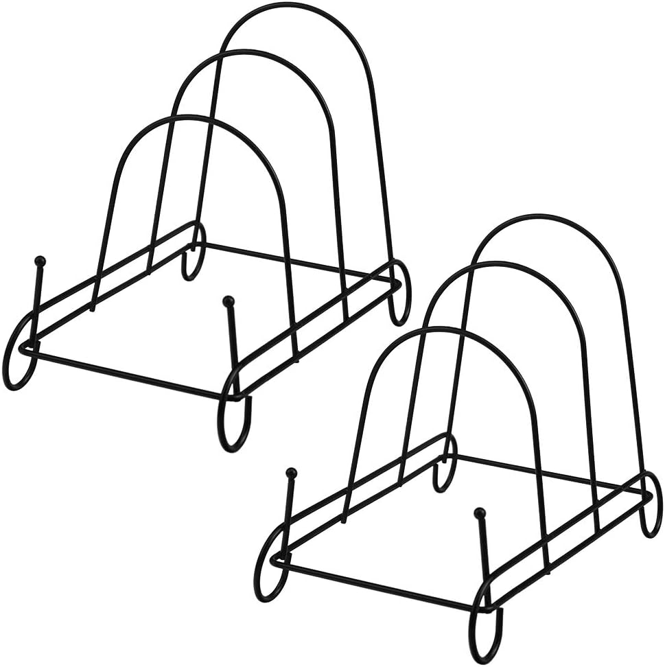 Artliving 3-Tier Plate Holder Display Stands - Metal Scrollwork Dish Rack - Cabinet Organizer - Set of 2