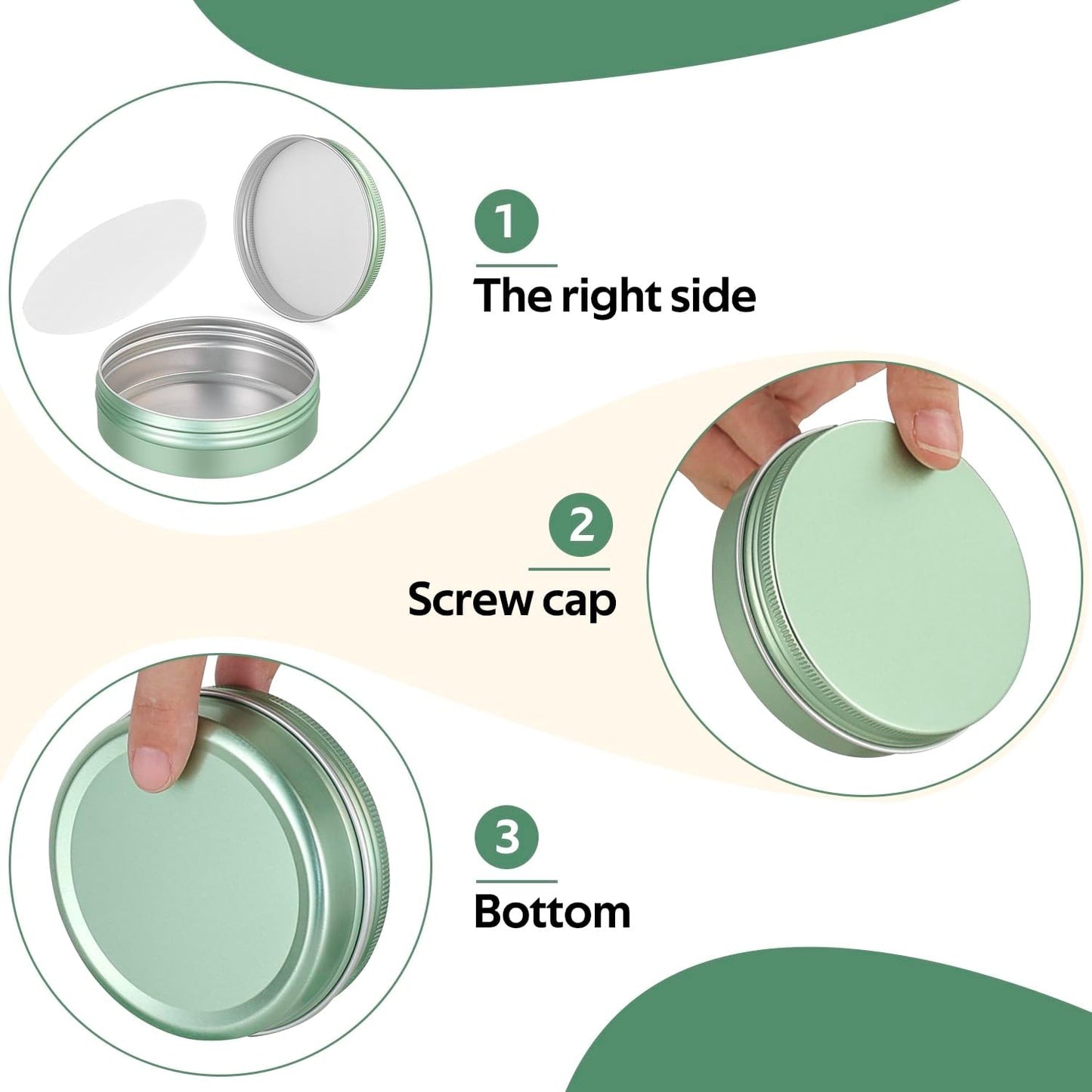 YQ 24 Pack 4 oz Tins for Salves, Salve Tins with Lids and Labels, Round Aluminum Metal Tin with Lids, Empty 4oz Tin Containers Food Storage Containers for Cosmetic, Balm, Candle, Candy(Light Green)