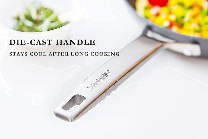 MsMk Nonstick Frying Pan, 12 InchTitanium and Diamond Non Stick Pan, Sturdy and Durable Skillet Nonstick, for Various Stove Type, Dishwasher Safe For Home Use