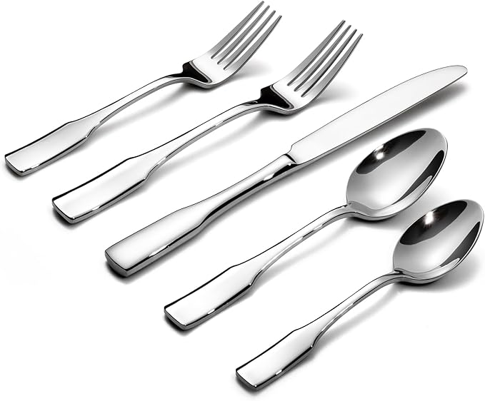Alata Kate 60-Piece Silverware Set Stainless Steel Flatware Set,Service for 12,Mirror Polished Cutlery Set,Dishwasher Safe
