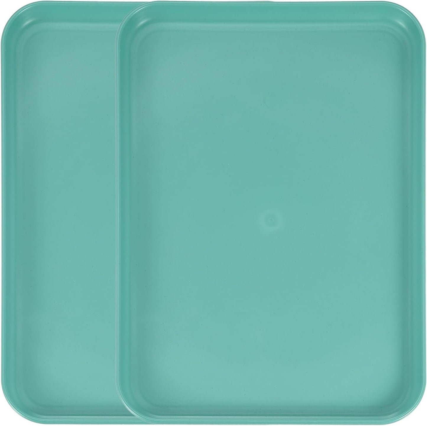 uxcell 2Pcs Plastic Serving Trays, 12.2 x 8.7 Inch Rectangle Food Trays Serving Cafeteria for Kitchen Restaurant Coffee Fruit Burger Lunch Dessert, Dark Green