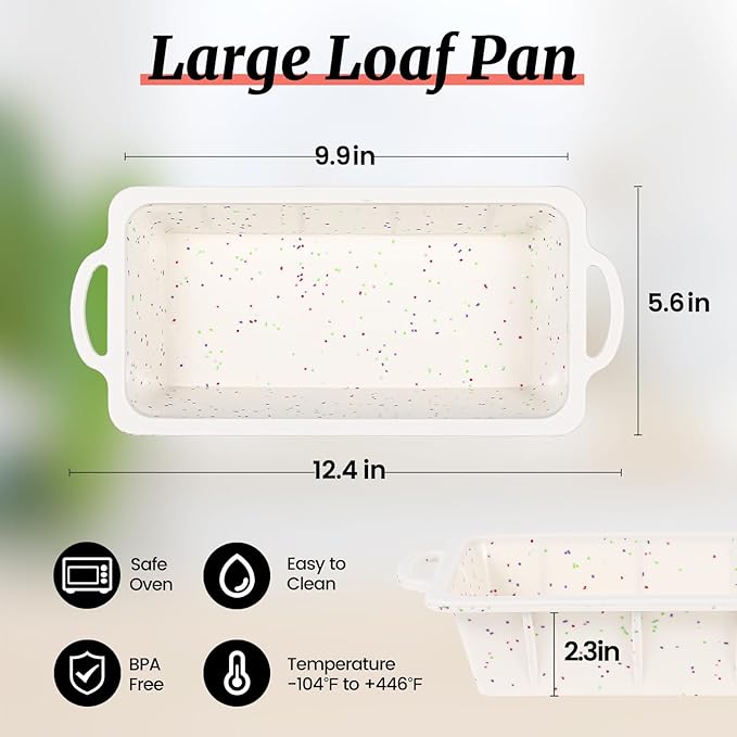 CAKETIME Silicone Loaf Pan with Metal Frame, Nonstick 10 x 4.8 x 2.3 inch Silicone Bread Pan for Baking Homemade Loaf, Bread, Meatloaf, Cake, Sandwich BPA Free